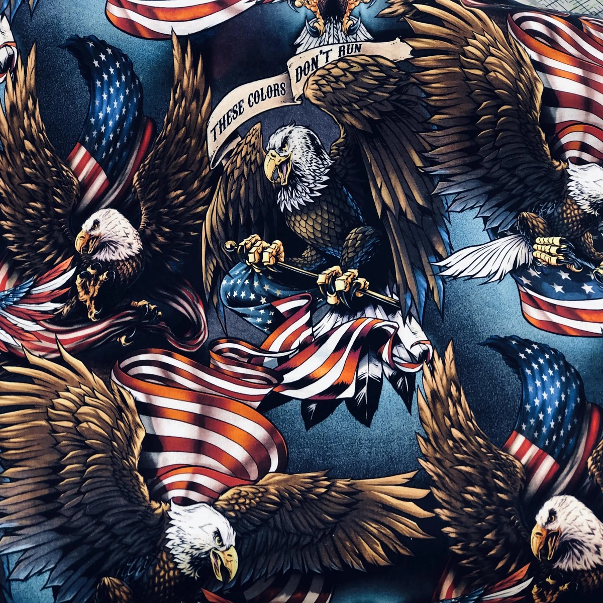 Patriotic Fabric David Textiles American Patriotic Eagles American Flags Multicolor Premium 100 cotton fabric by the yard (DA5XX)