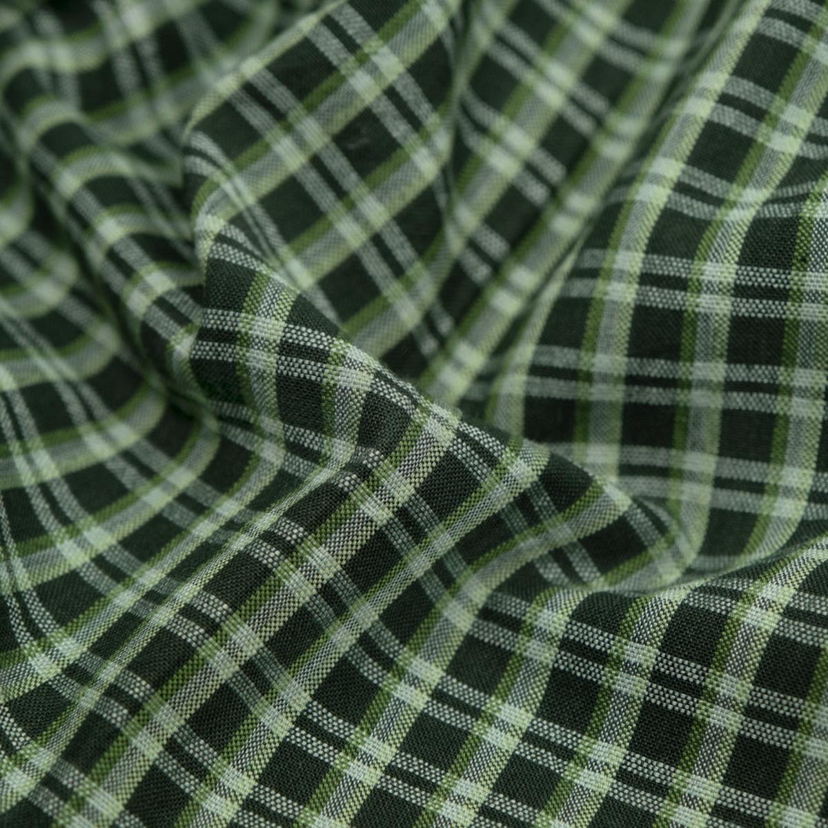 Plaid Handwoven Cotton - Forest/Light Green