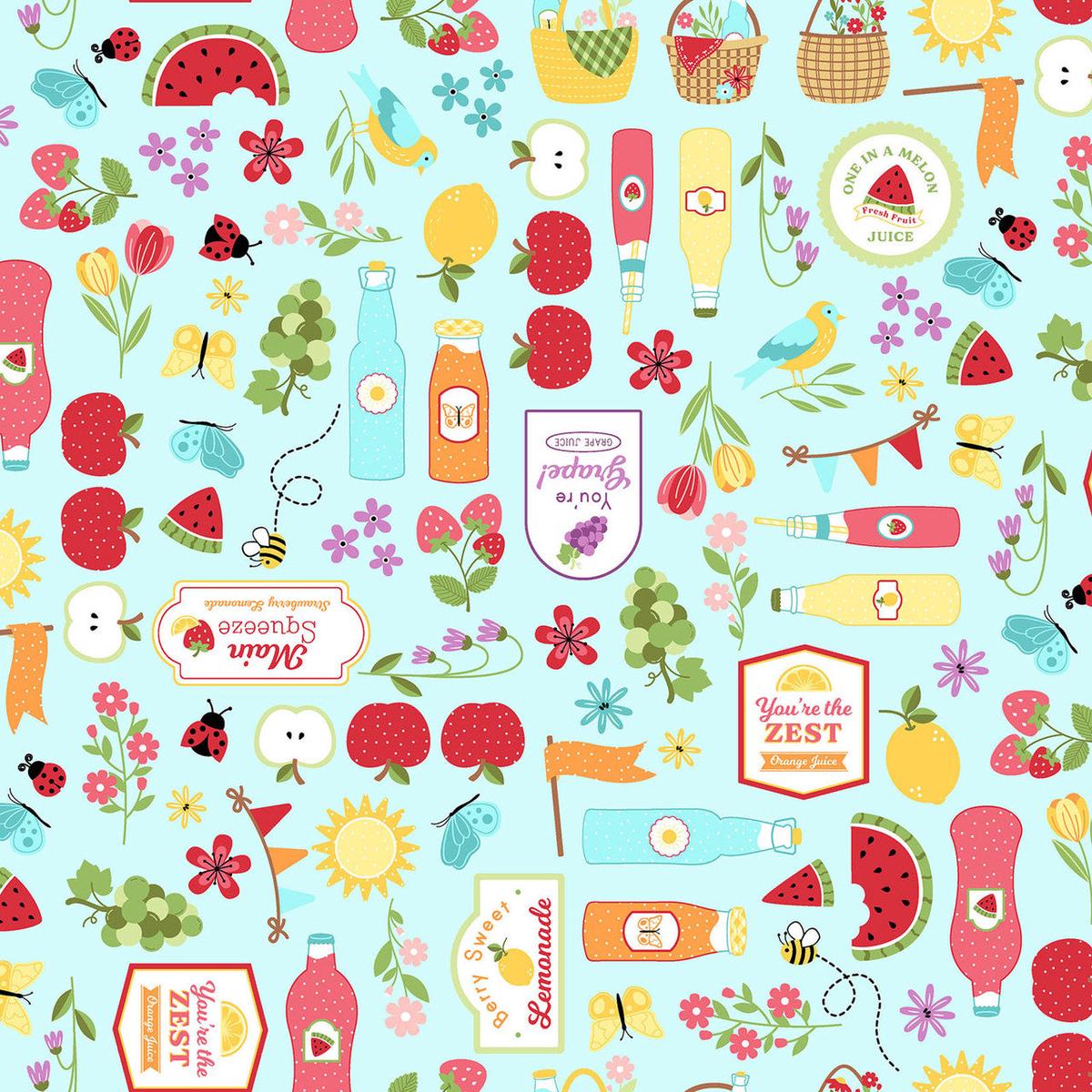 Sippin' on Sunshine - Focal Print Aqua Blue | MAS11071-Q