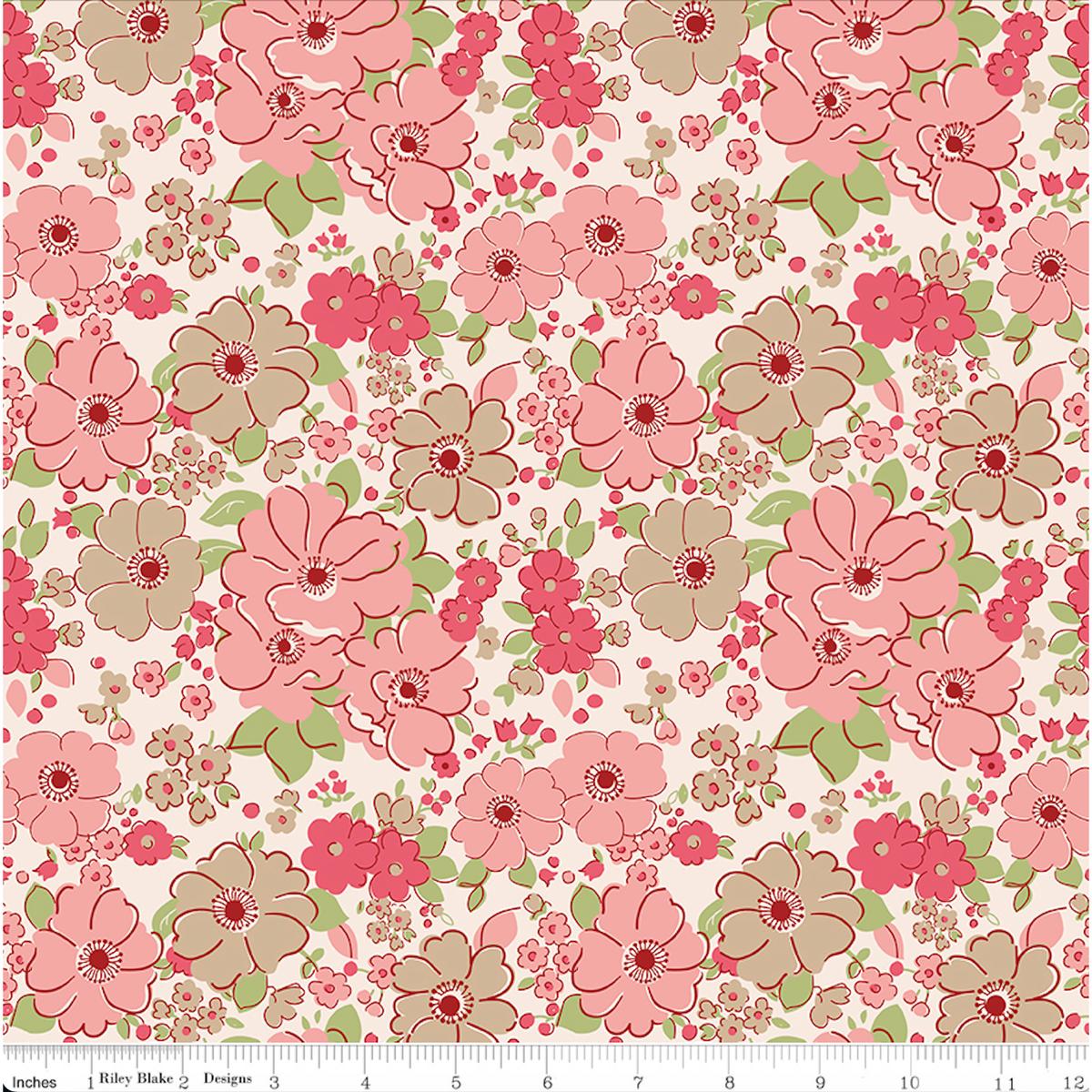 Lori Holt Mercantile ~ 19" remnant ~ Lovely Tea Rose C14380-TEAROSE