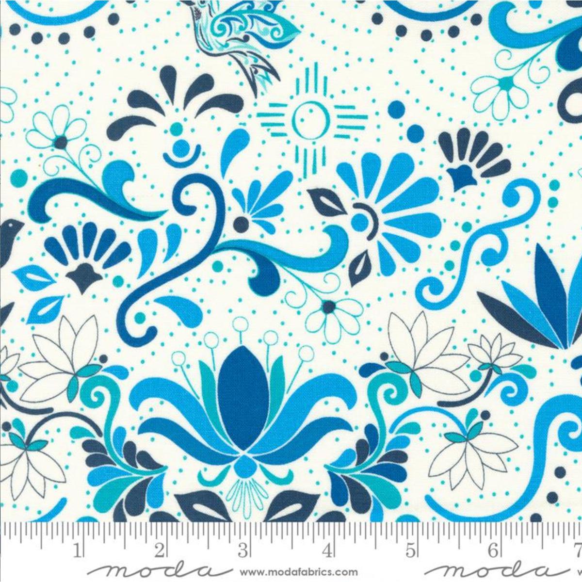 Land of Enchantment ~ Talavera Florals ~ Hacienda Blue 45030 32 ~ One Yard