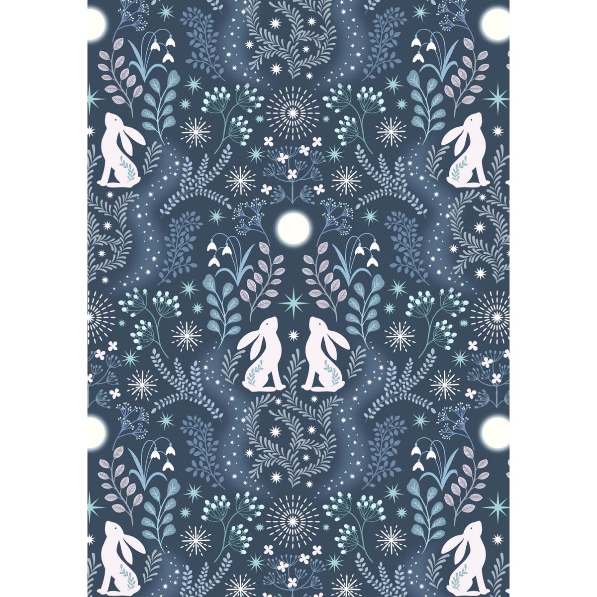 A Winter's Moon ~ Winter Hare ~ A947 C Midnight Blue with pearl