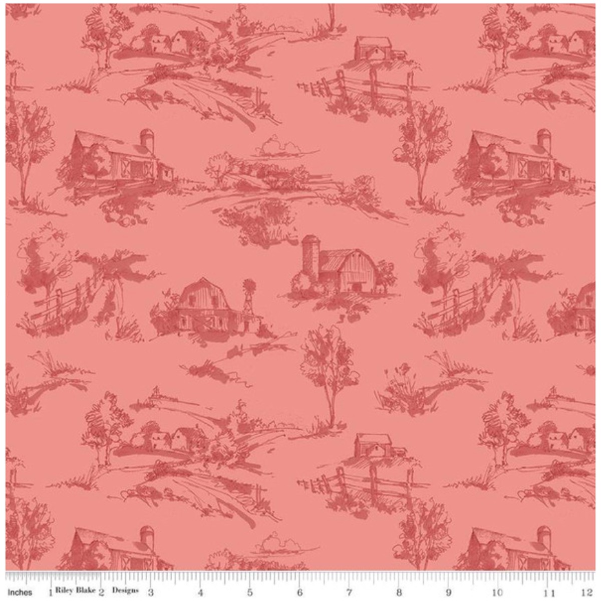 Countryside ~ Scenery C14532 Coral ~ One Yard