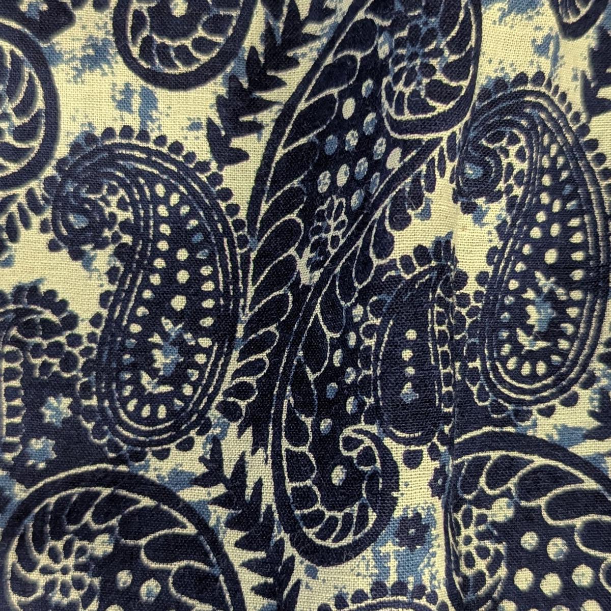 Indigo Blue Paisley Printed Cotton Fabric
