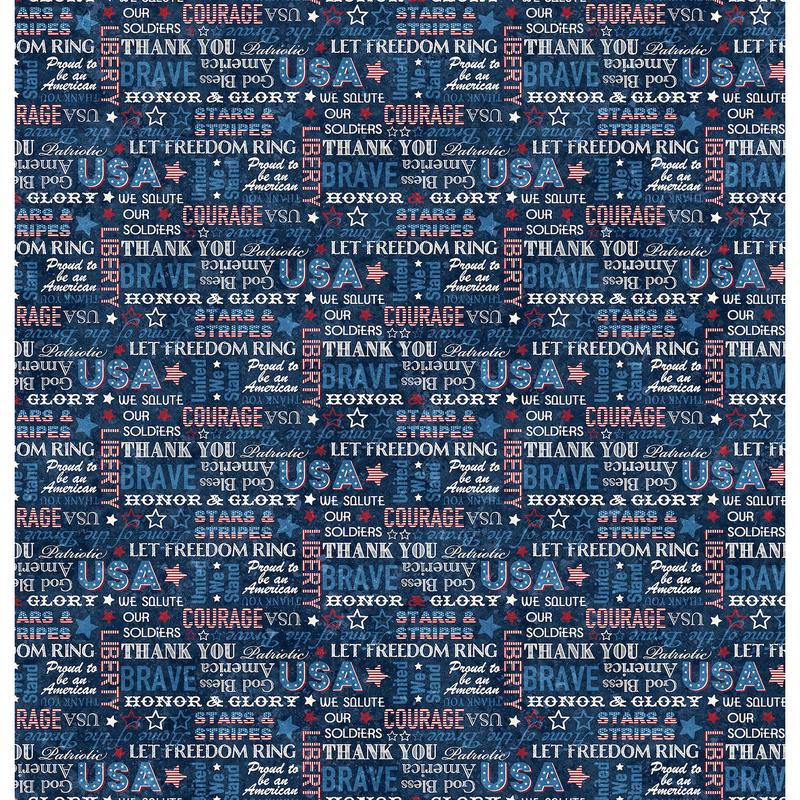 Stars and Stripes 12 ~ Words ~ 27014 49 Navy Multi