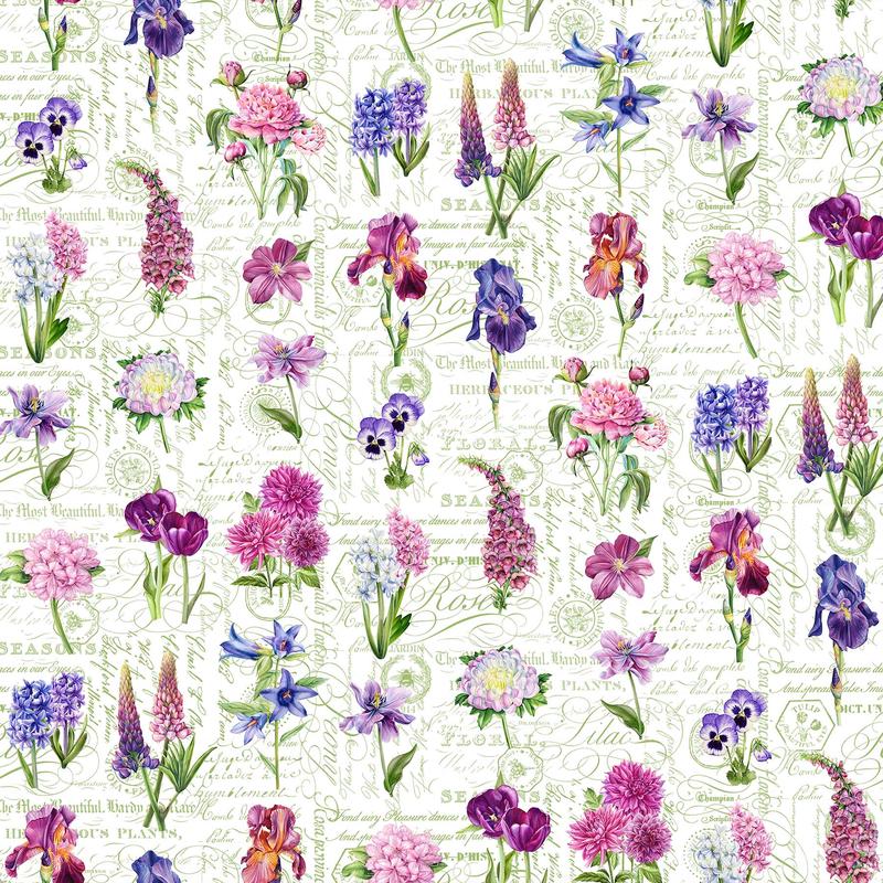 Deborah's Garden ~ Floral & Toile ~ White DP25592-10