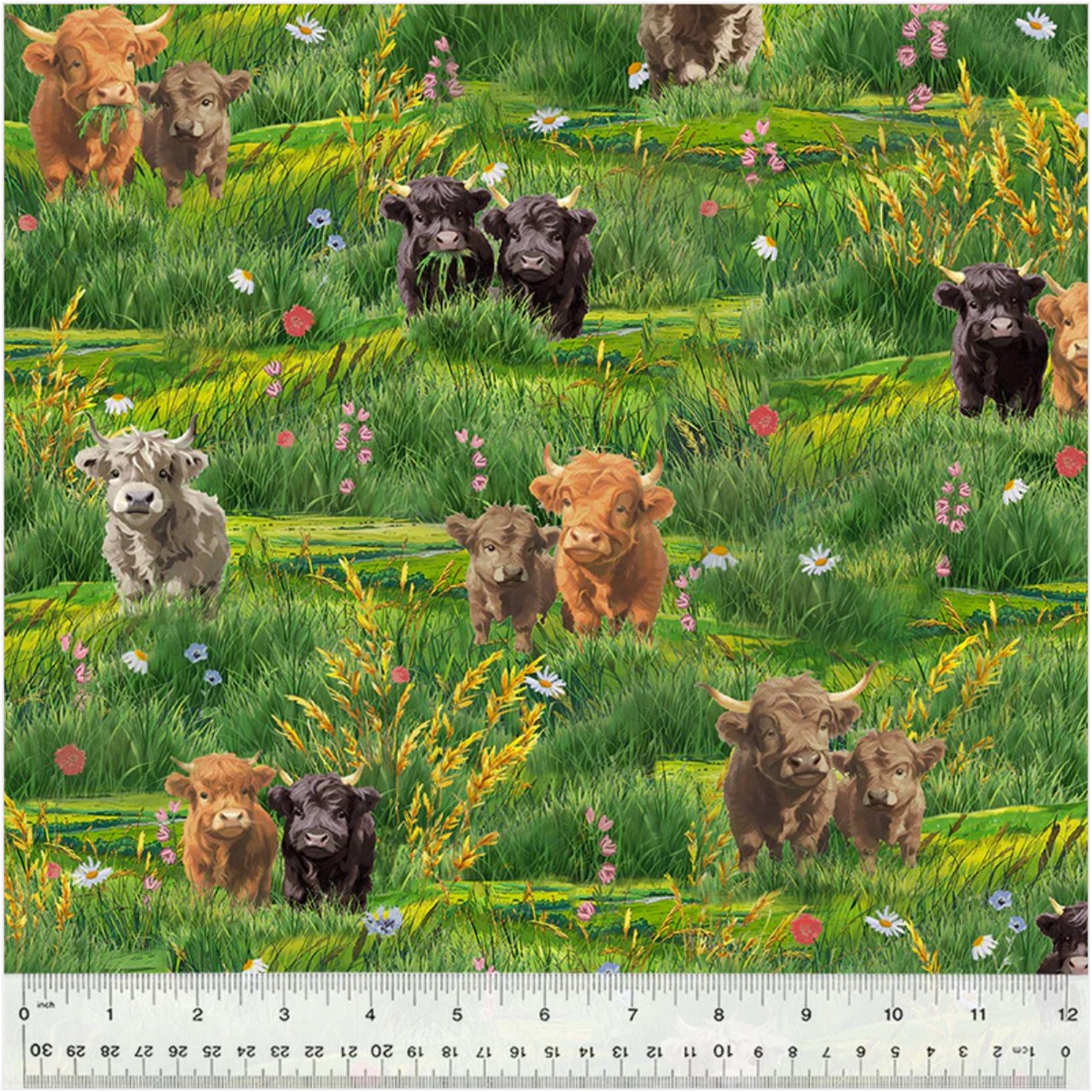 Highland Hooves ~ Highland Calves 54459-1 Highland Green