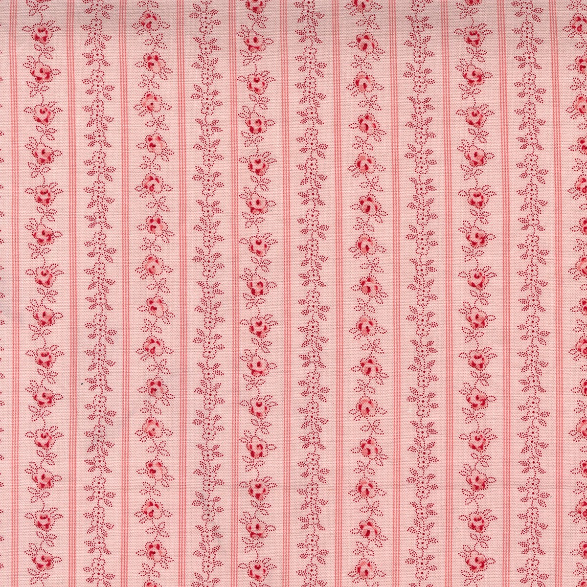 Hollyhocks and Roses ~ Floral Stripe 3056 17 Pink