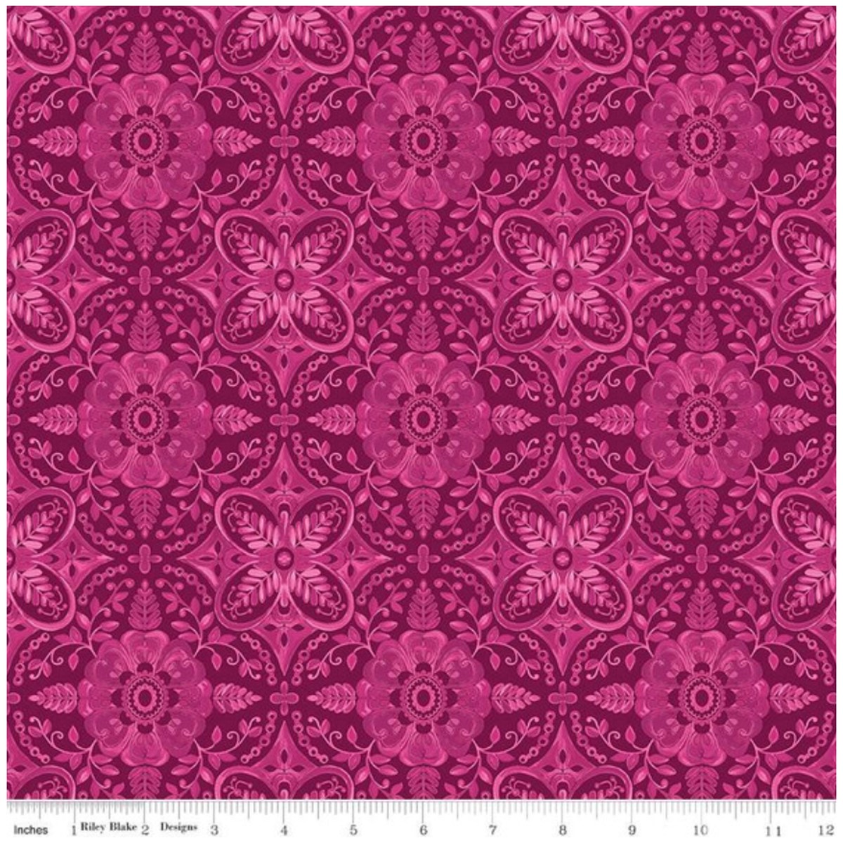 Poppies & Plumes ~ Damask C14292 Wine ~ One Yard