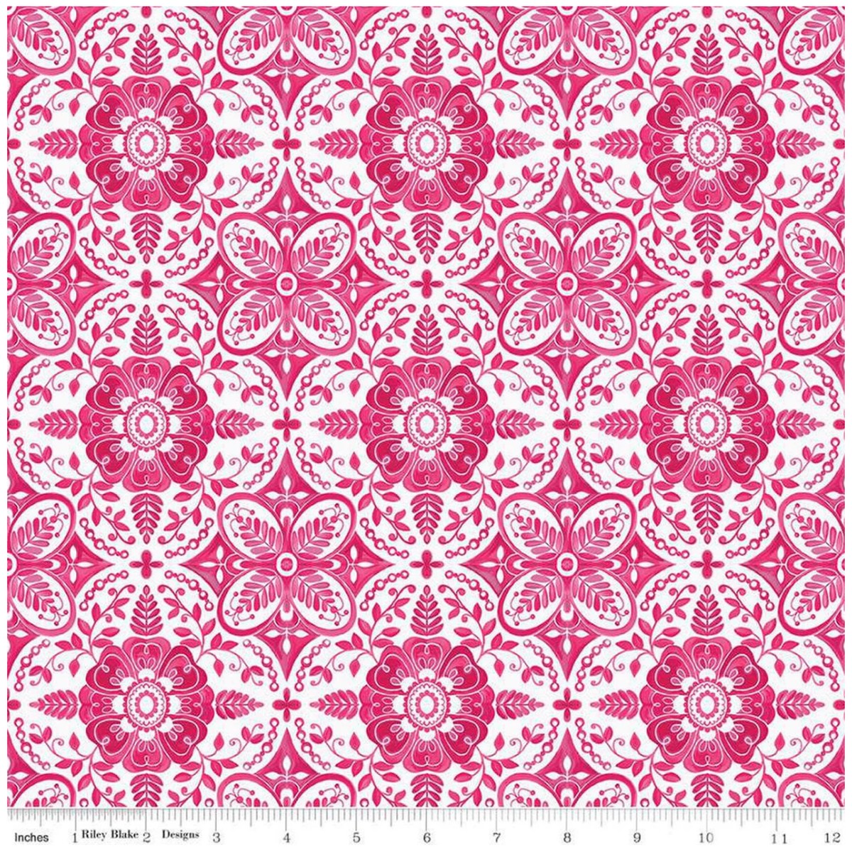 Poppies & Plumes ~ Damask C14292 White ~ One Yard
