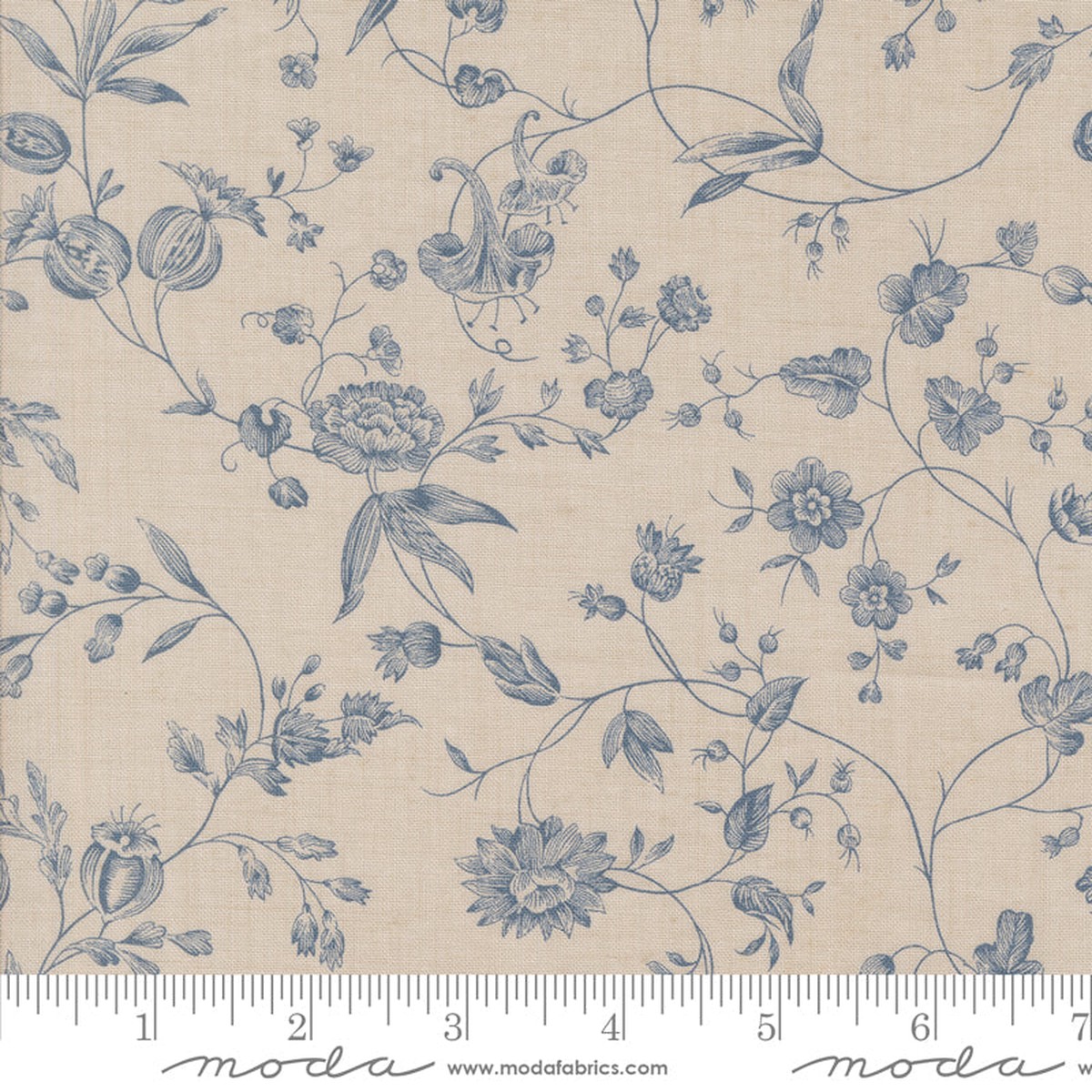 Sacre Bleu ~ Pivoine Florals Vines ~ 13973 15 Smoke French Blue 28" x WOF