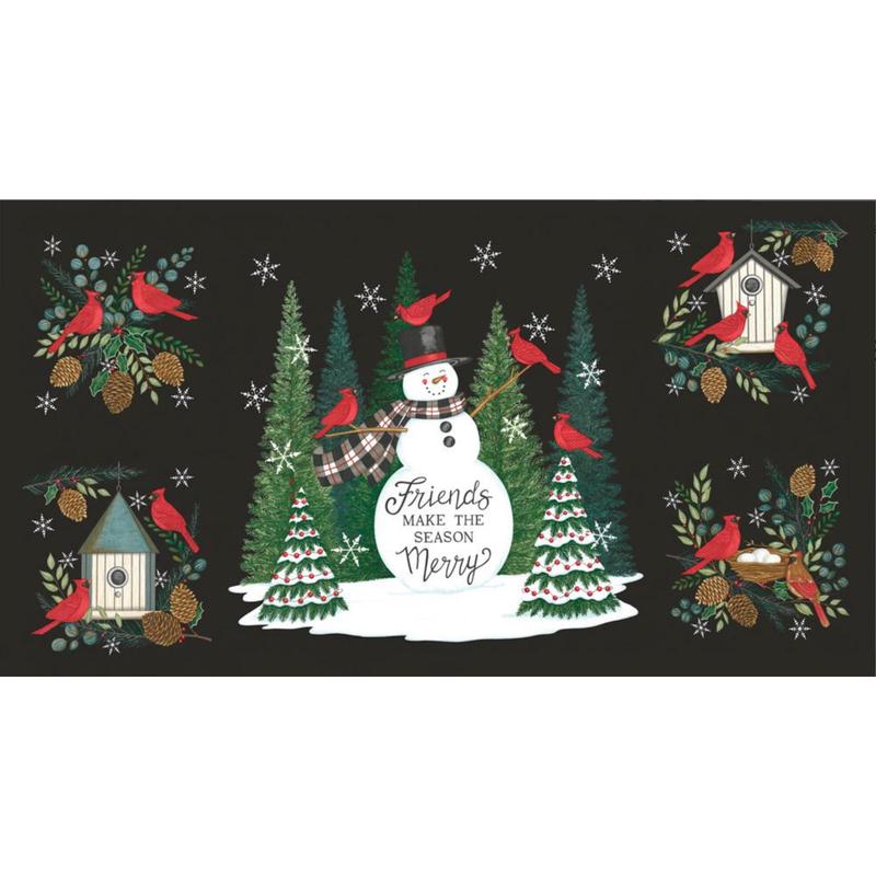 Winter Friends ~ Panel ~ 56139 18 Charcoal Black