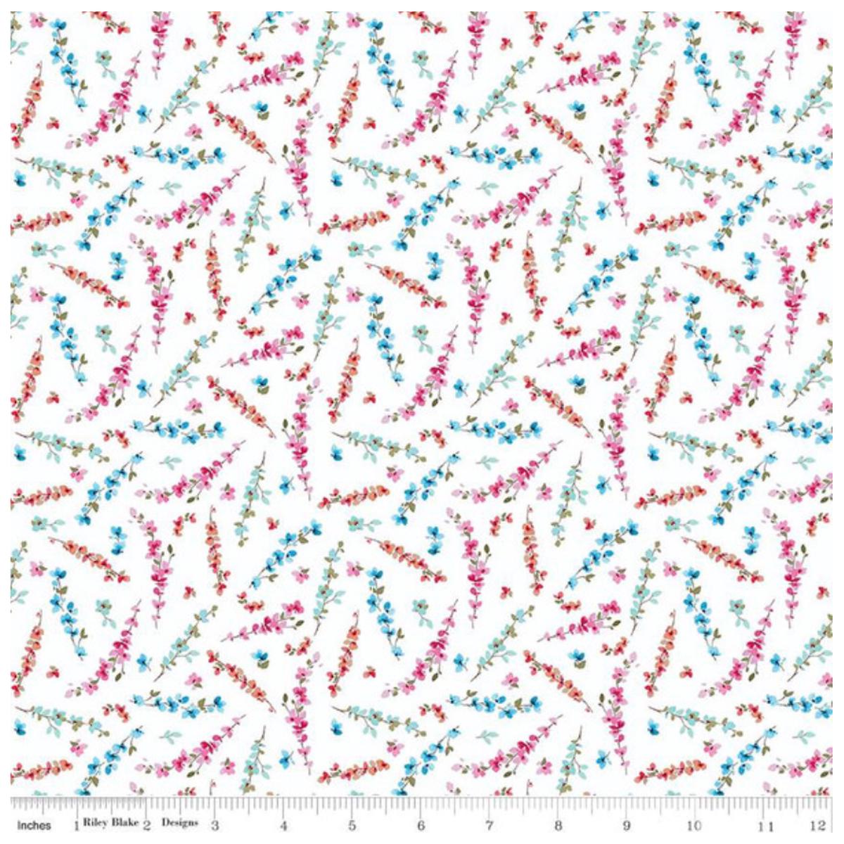 Poppies & Plumes ~ Stems C14293 Multi ~ One Yard
