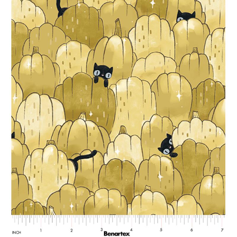 Spellbound ~ Puss Patch 17131-39 Golden Pumpkin ~ One Yard