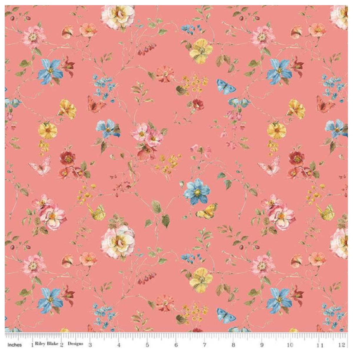 Countryside ~ Floral C14533 Coral ~ One Yard