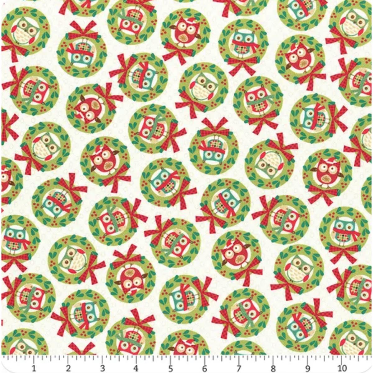 Owl Be Home for Christmas ~ 5yds 26" ~ Wreath Owls 16583-70 Natural