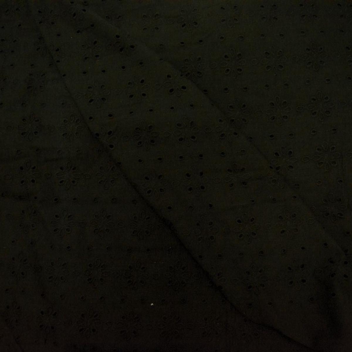 Black Cotton Hakoba Embroidered Fabric (Hot Seller)