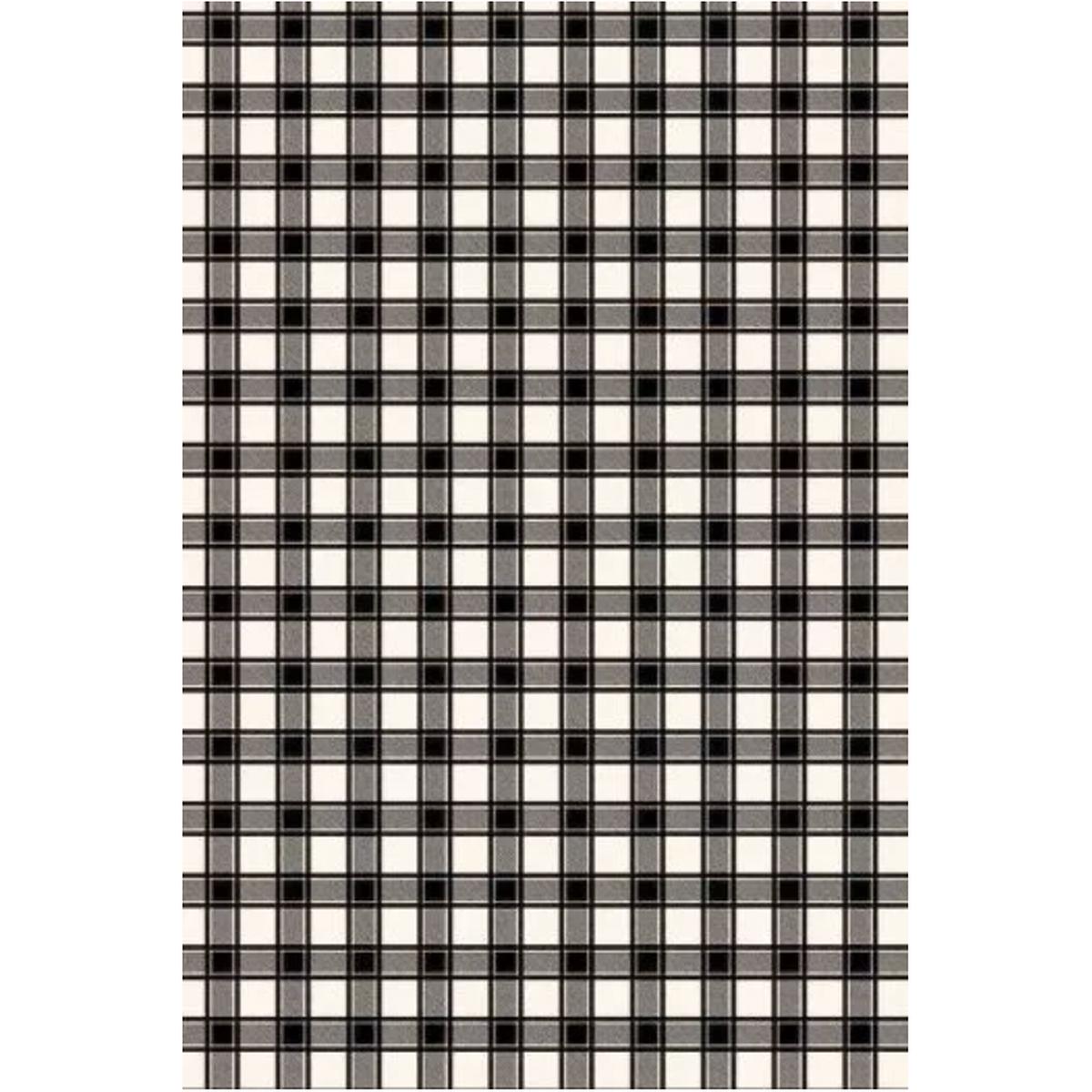 Sajou Oilcloth Fabric | Ecru and Black Checkered Motif