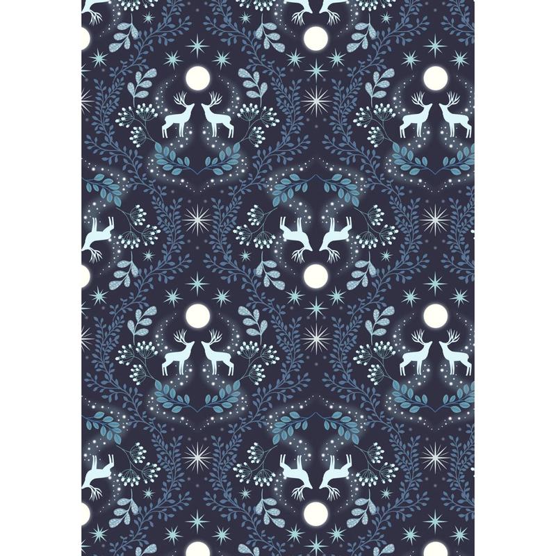 A Winter's Moon ~ Stag on Ice ~ A952 C Midnight Blue with Pearl