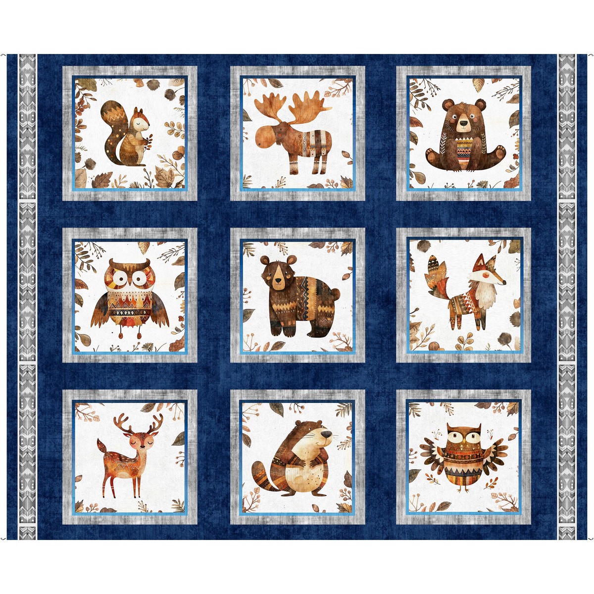 Bearsville ~ Animal Picture Patches Panel ~ 31258 N Navy