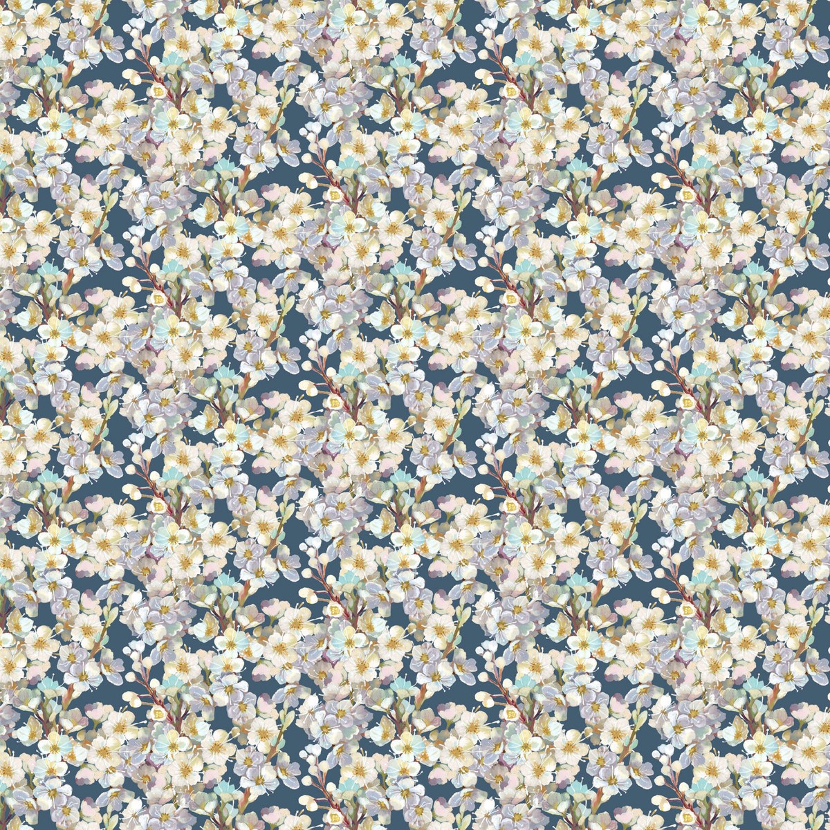 Elegance ~ Floral Branch ~ 90905-45 Navy
