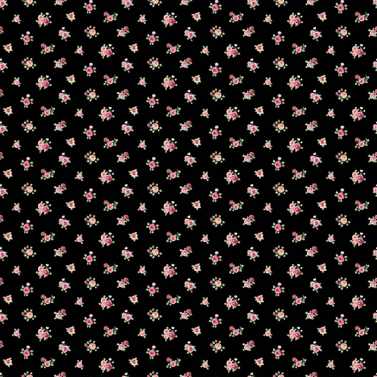 Northcott ~ Blush ~ 1 yard 19 " Mini Floral Spot ~ SP25620-99 Black
