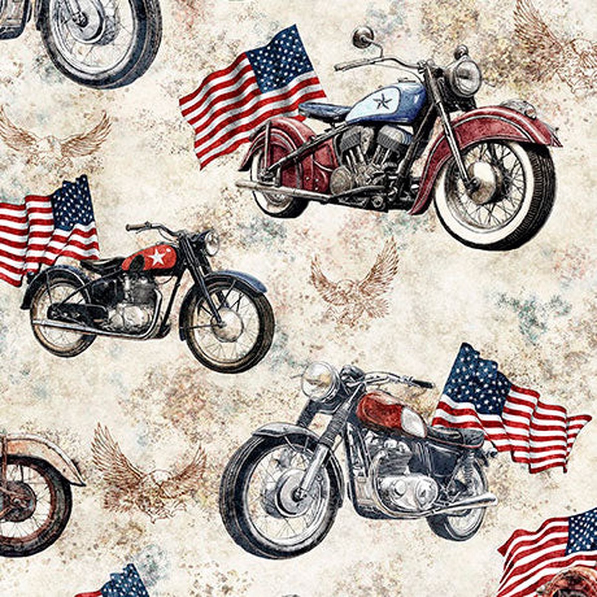 Stars, Stripes, and Steel ~ Motorcycles and American Flags~ 31697-K Steel
