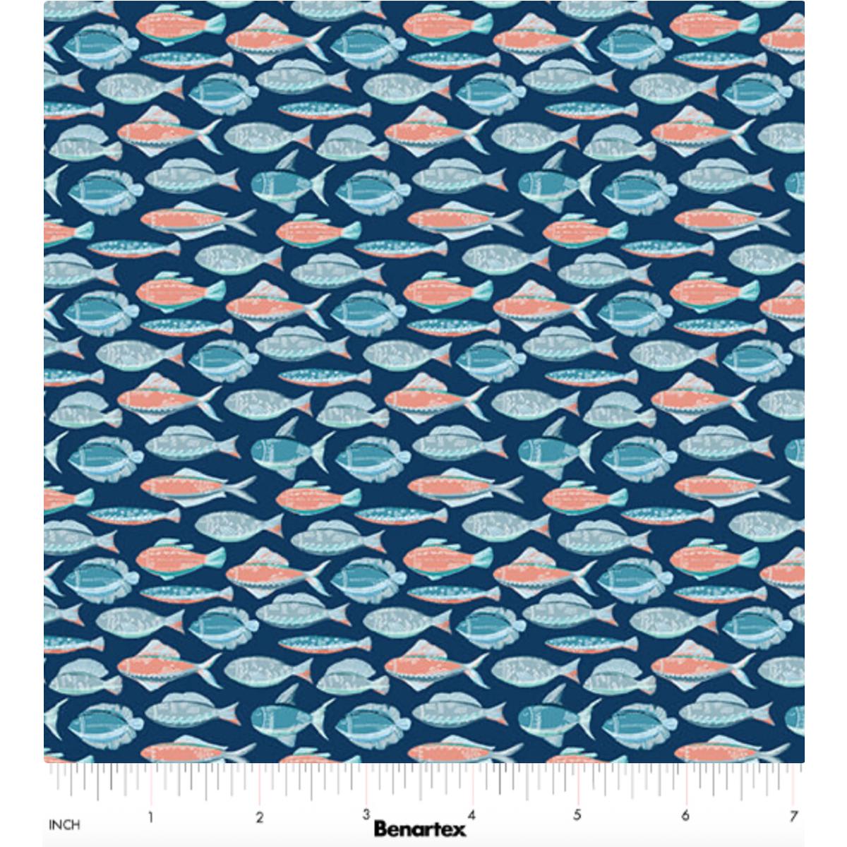 Under the Sea ~ Fish Swim 16536-58 Navy