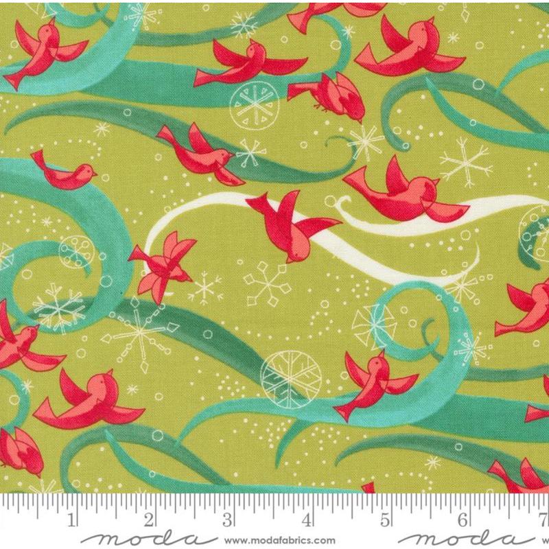 Winterly ~ Birds with Ribbons ~ 48761 12 Chartreuse ~ One Yard