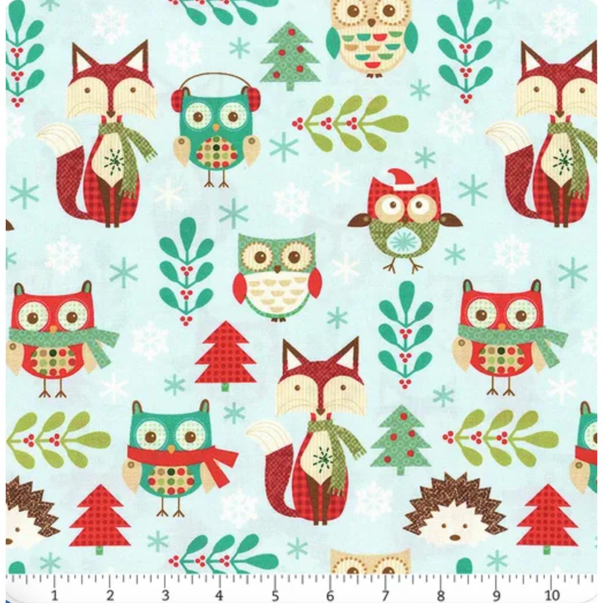Owl Be Home for Christmas ~ 9 yds ~ Owl Be Home for Christmas 16580-52 Blue