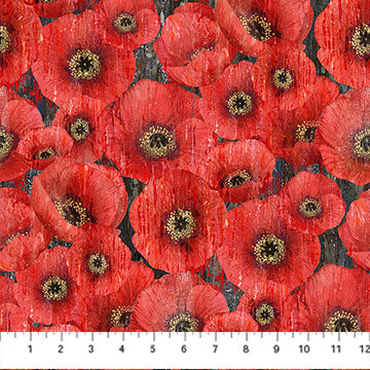 Poppy Meadow ~ Packed Poppy ~ DP29088-97 Charcoal Multi