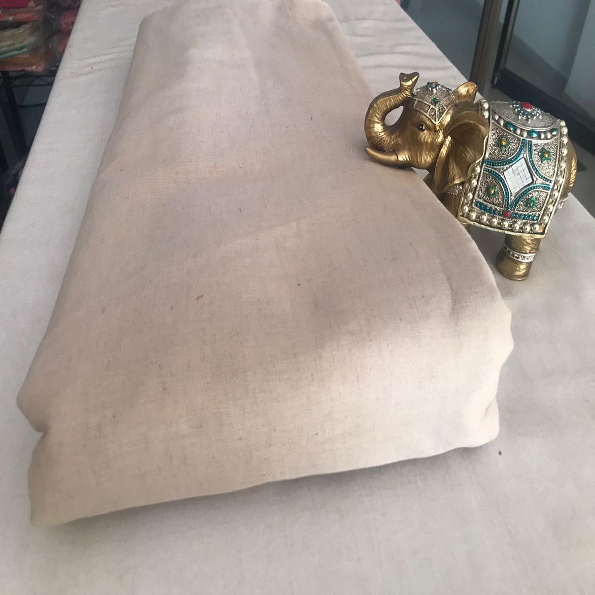 Beige Natural Plain Flex Cotton Fabric