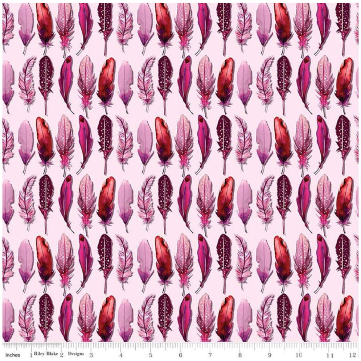 Poppies & Plumes ~ Feathers C14294 Pink ~ One Yard