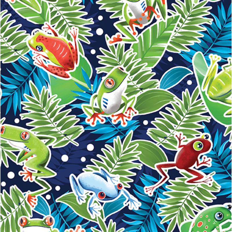 Rainforest Glow ~ Frog Rain Forest 14893G-58 Navy
