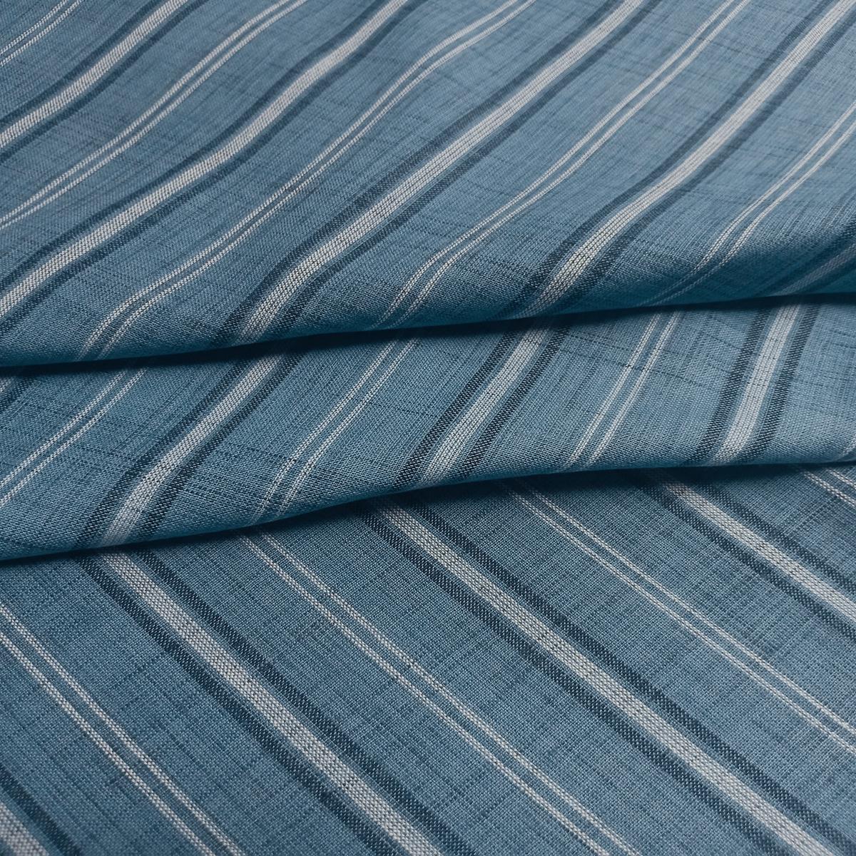 Blue & White Stripes Yarn Dyed Cotton Fabric