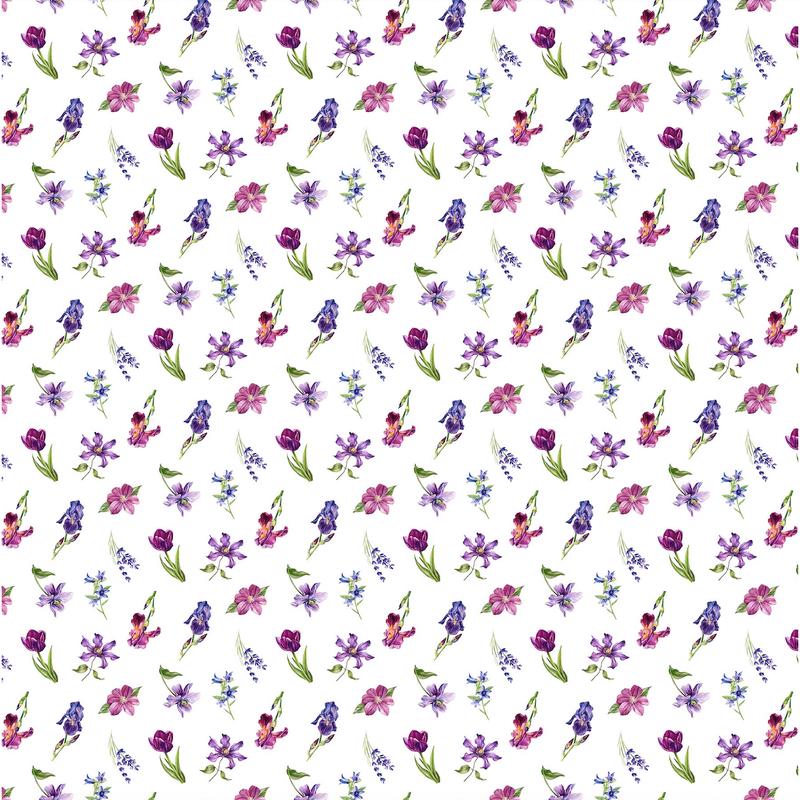 Deborah's Garden ~ Md Floral Toss ~ White DP25595-10