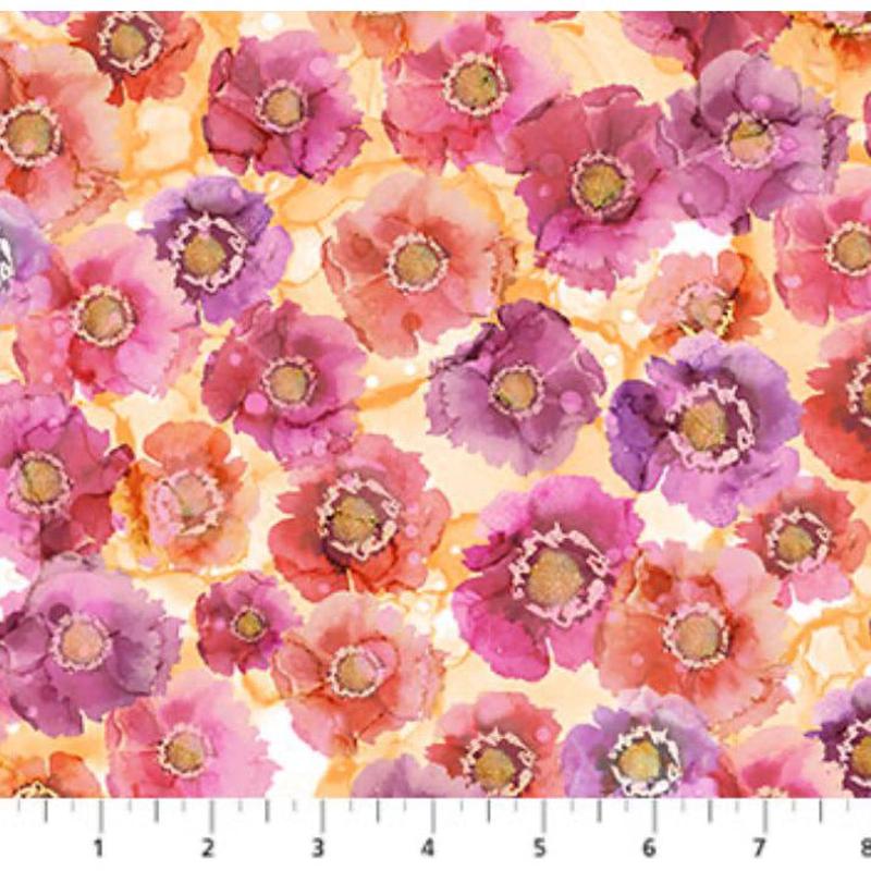 Dragonfly Dance ~ Small Floral ~ DP27503-22 Pink Orange