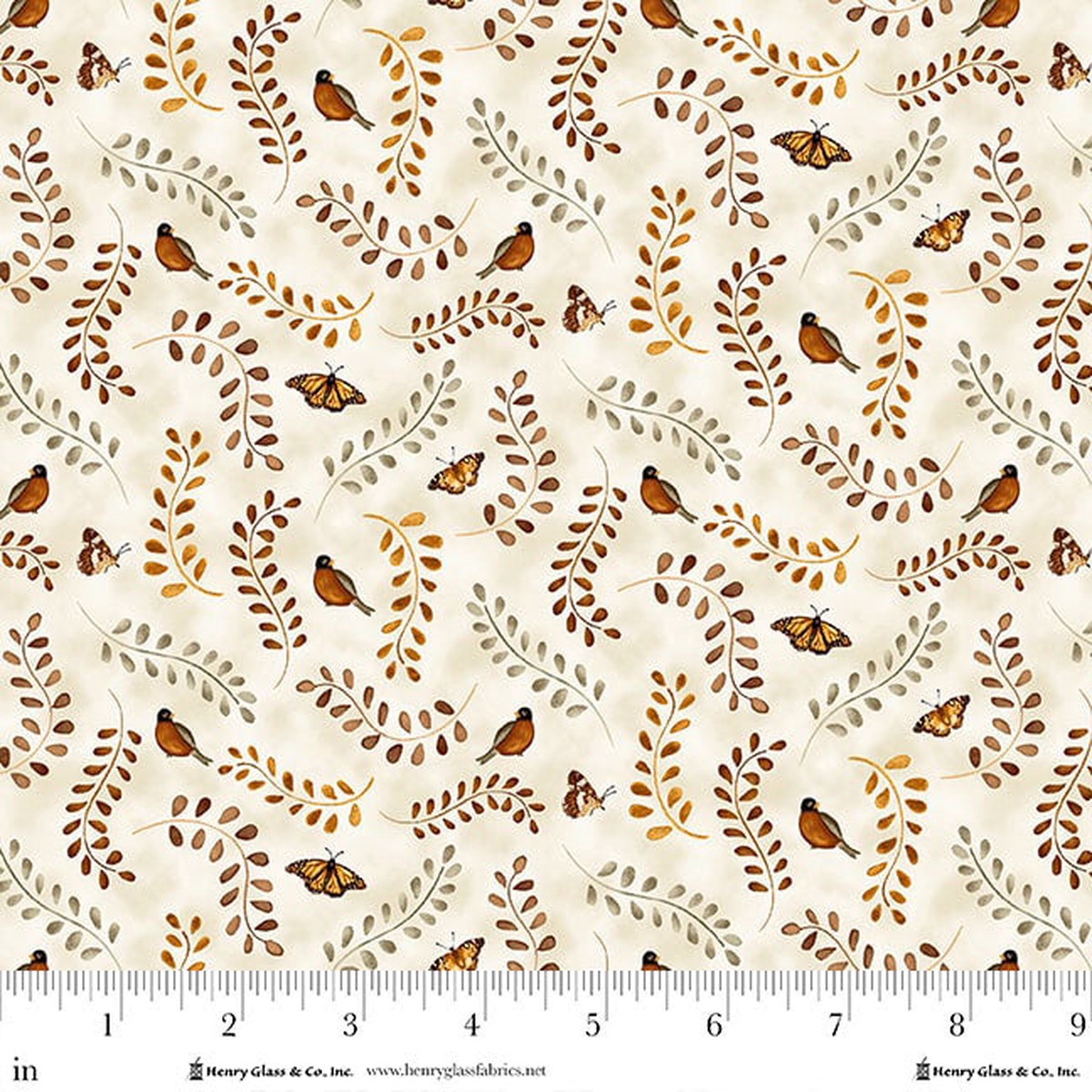 Hello Pumpkin ~ 2 yds 27" ~ Birds and Butterflies ~ 1887-40 Cream