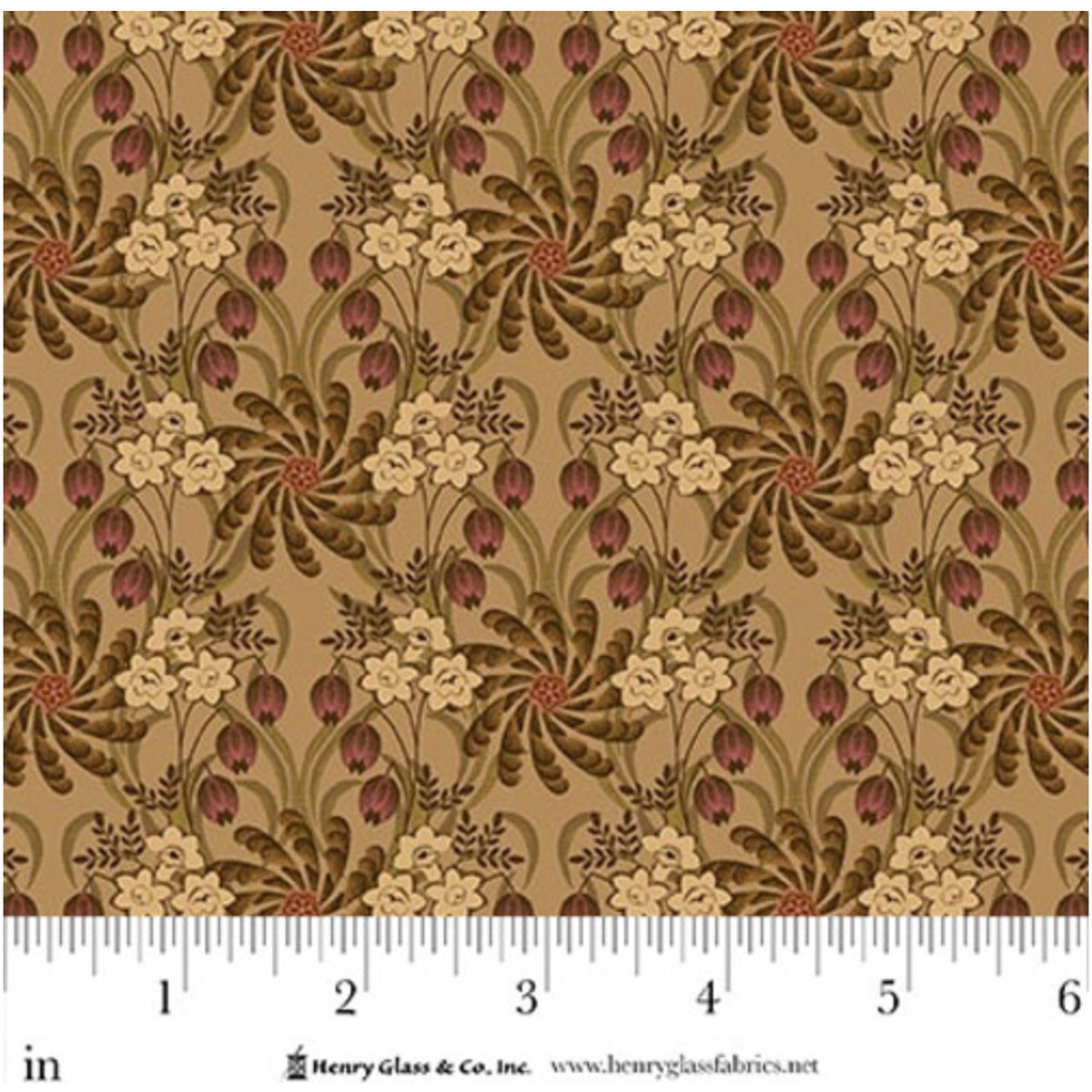 Philomena ~ Medallion and Lillies ~ 3477-33 Caramel