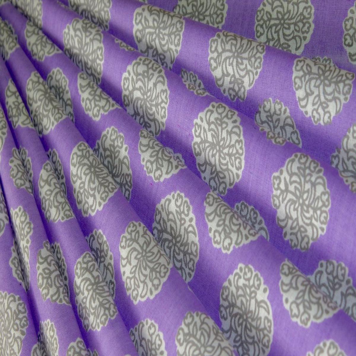 Purple Floral Designer Pure Cotton Fabric