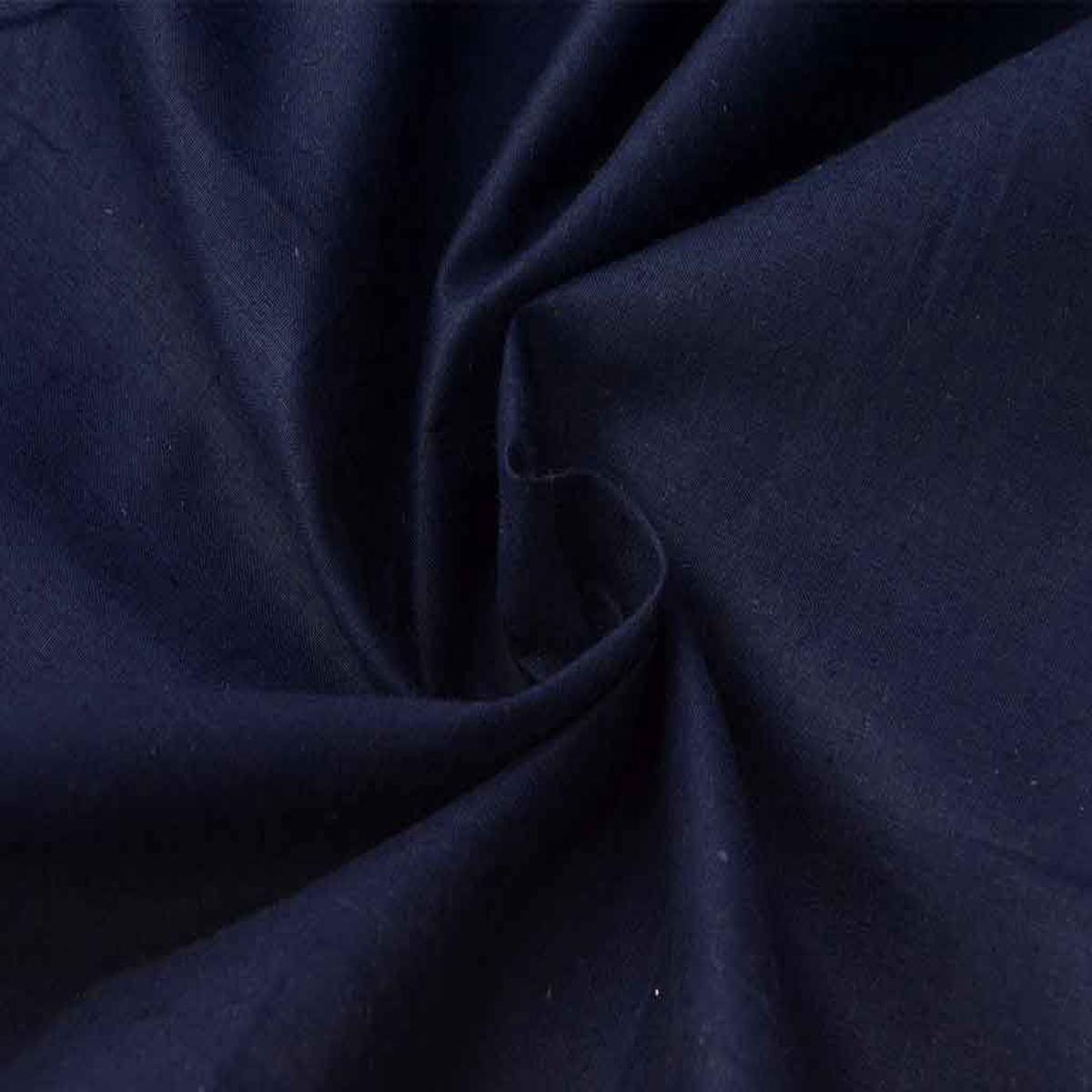Dark Denim Blue Plain Glazed Cotton Fabric
