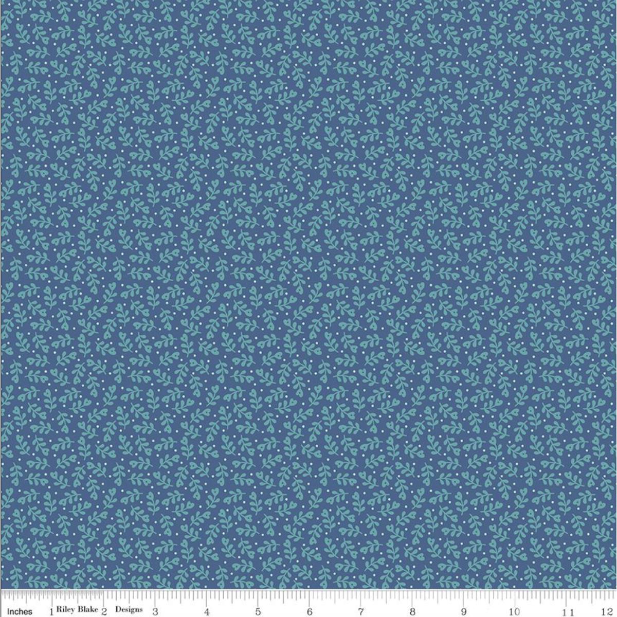 Lori Holt Home Town Holiday ~ 13" remnant ~ Mistletoe C14911-DENIM