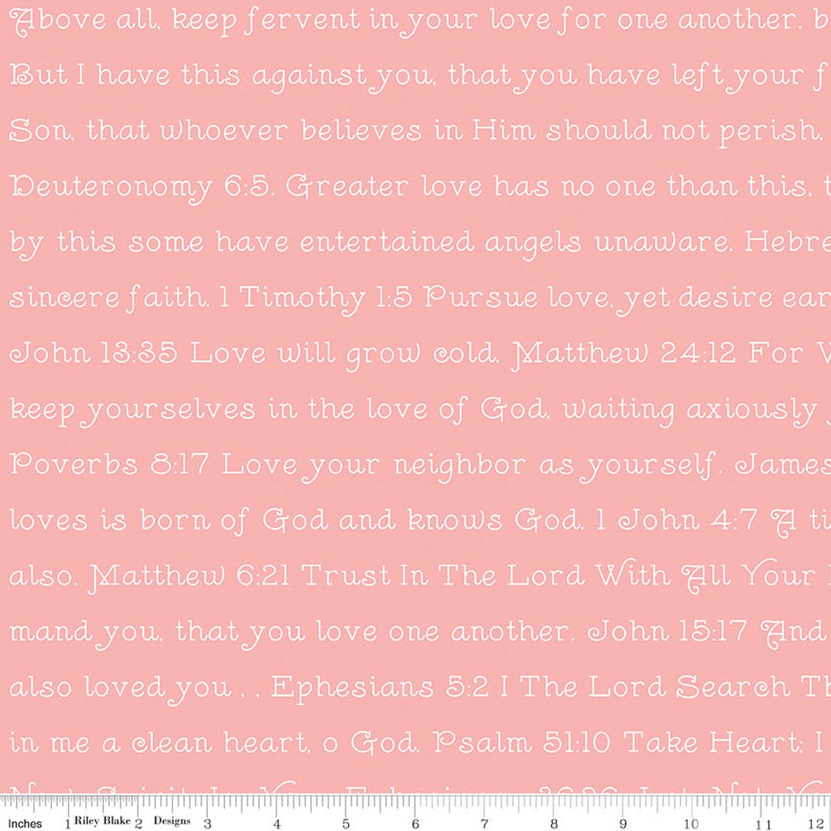 Take Heart ~ 31" remnant ~ Love Scripture ~ C15388-PINK ~ One Yard