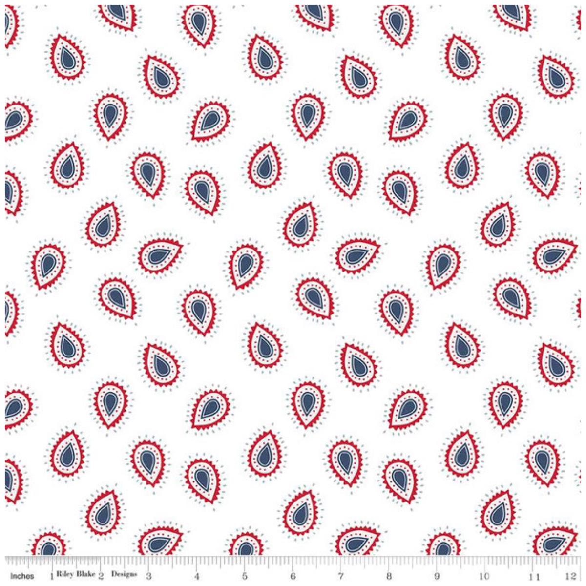 American Beauty ~ Paisley C14442 White ~ One Yard