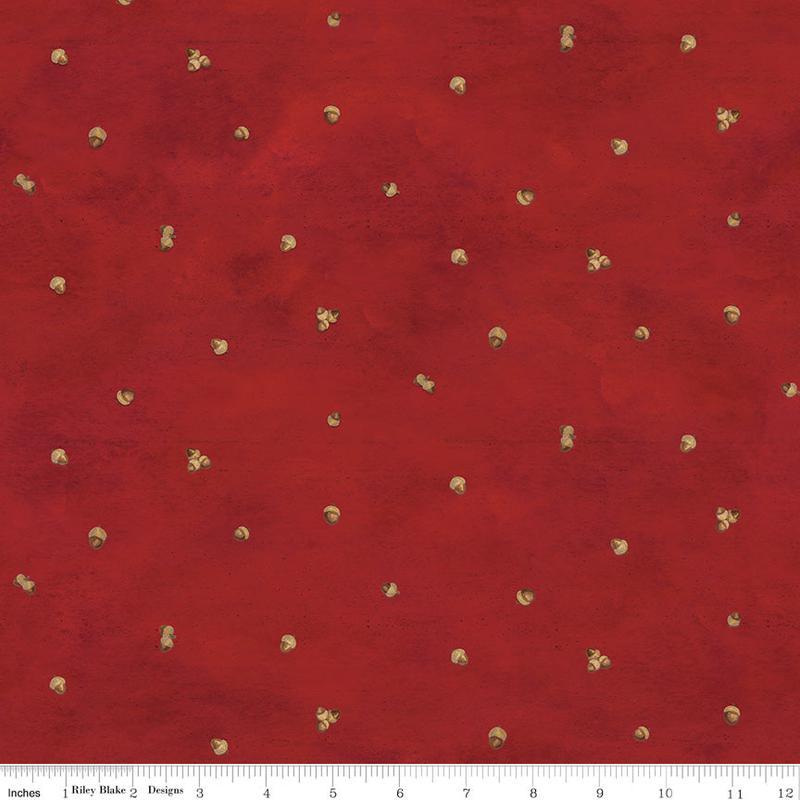 Covered Bridges in Fall ~ Acorn Ditsy ~ C16214-RED ~ One Yard