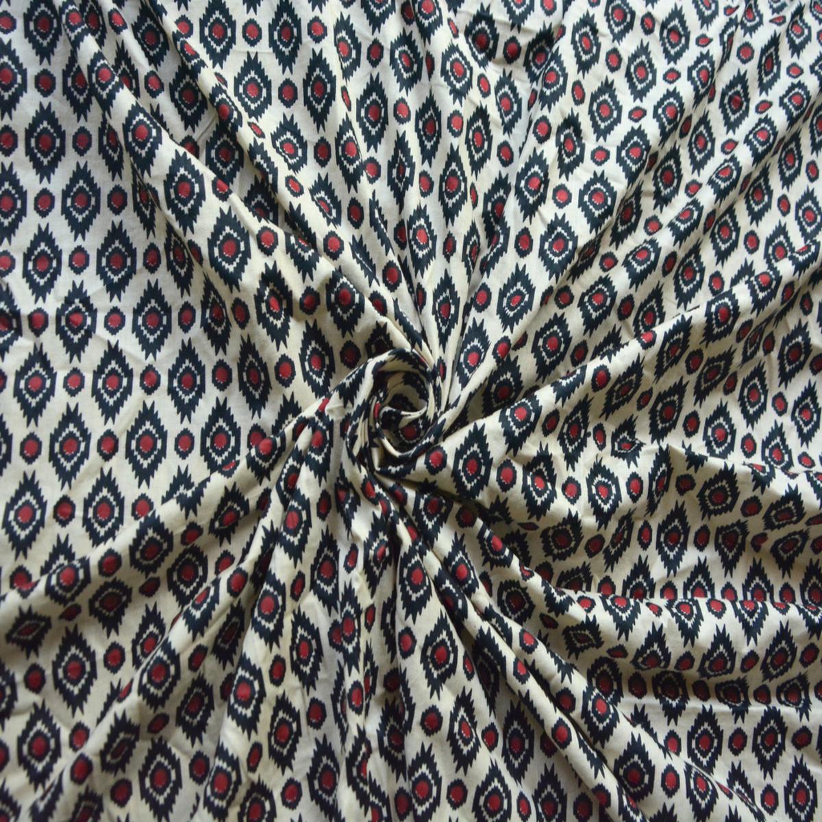 Multicolor Geometric Printed Pure Cotton Fabric