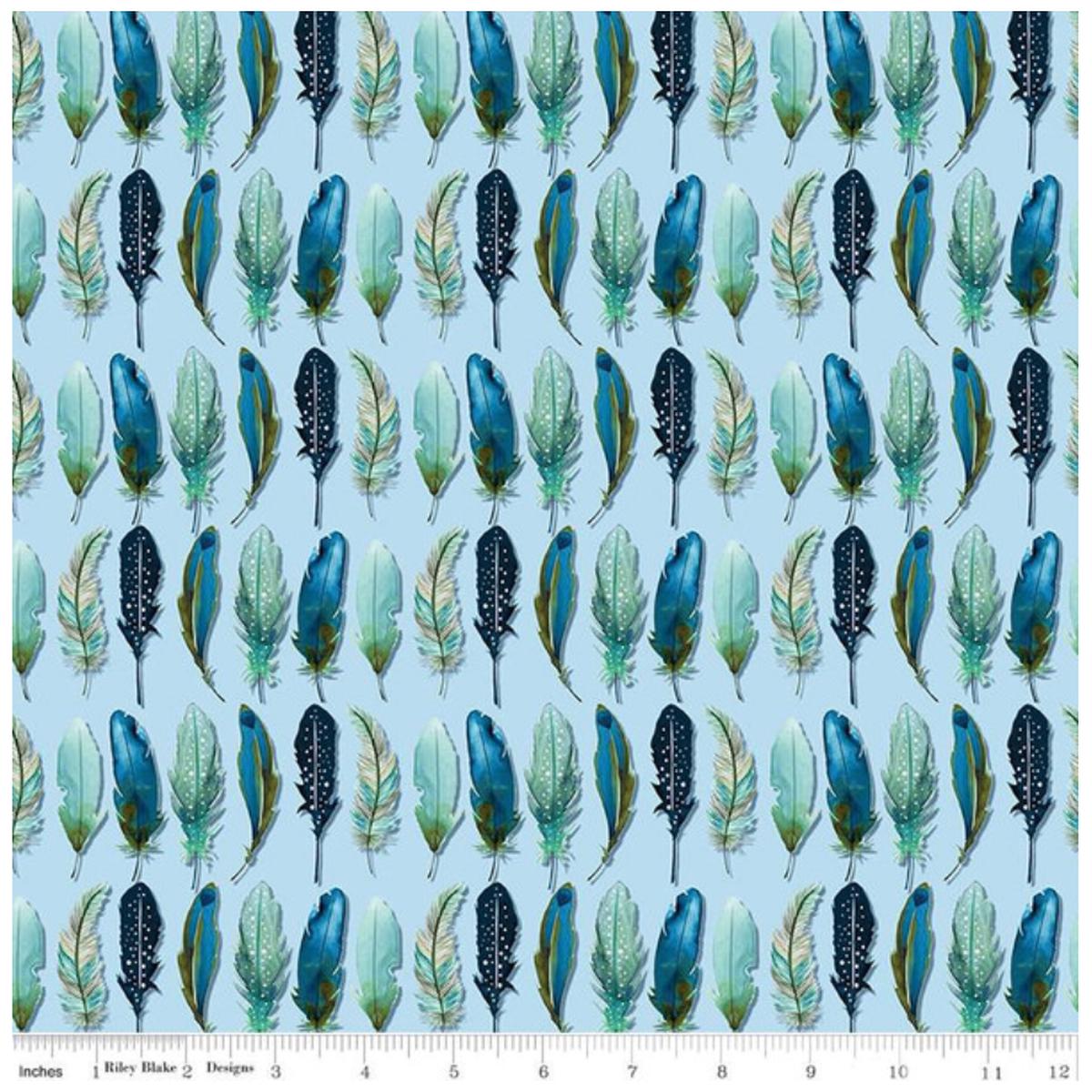 Poppies & Plumes ~ Feathers C14294 Powder ~ One Yard