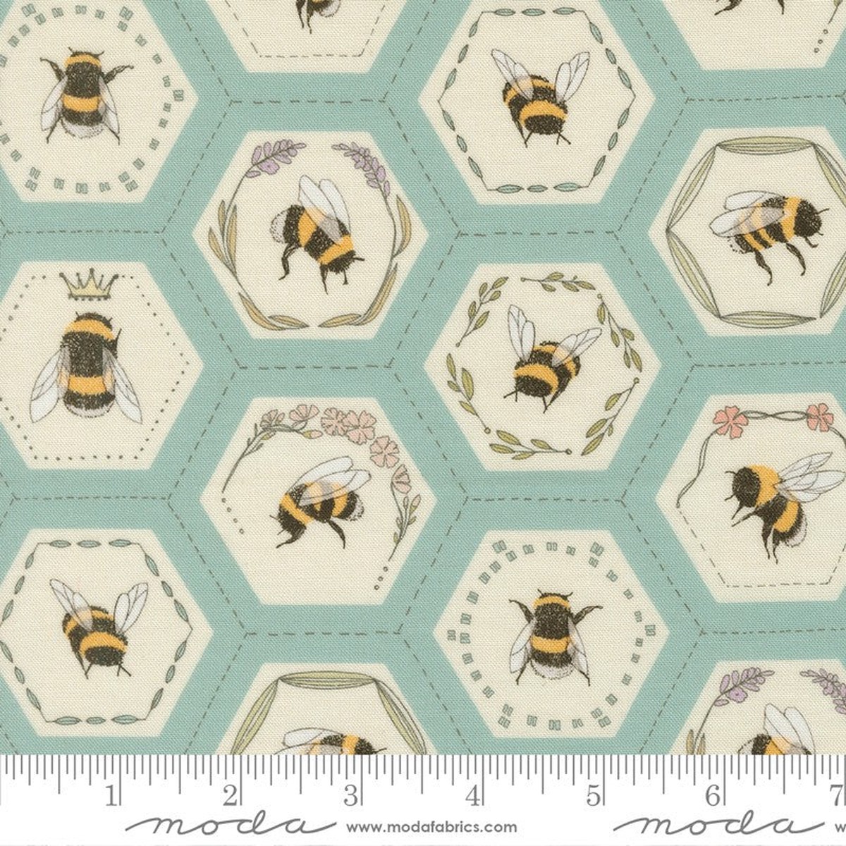 Pollinators - Bee Hexies in Stream - Robin Pickens - Moda (Pre-order: Jan 2027)