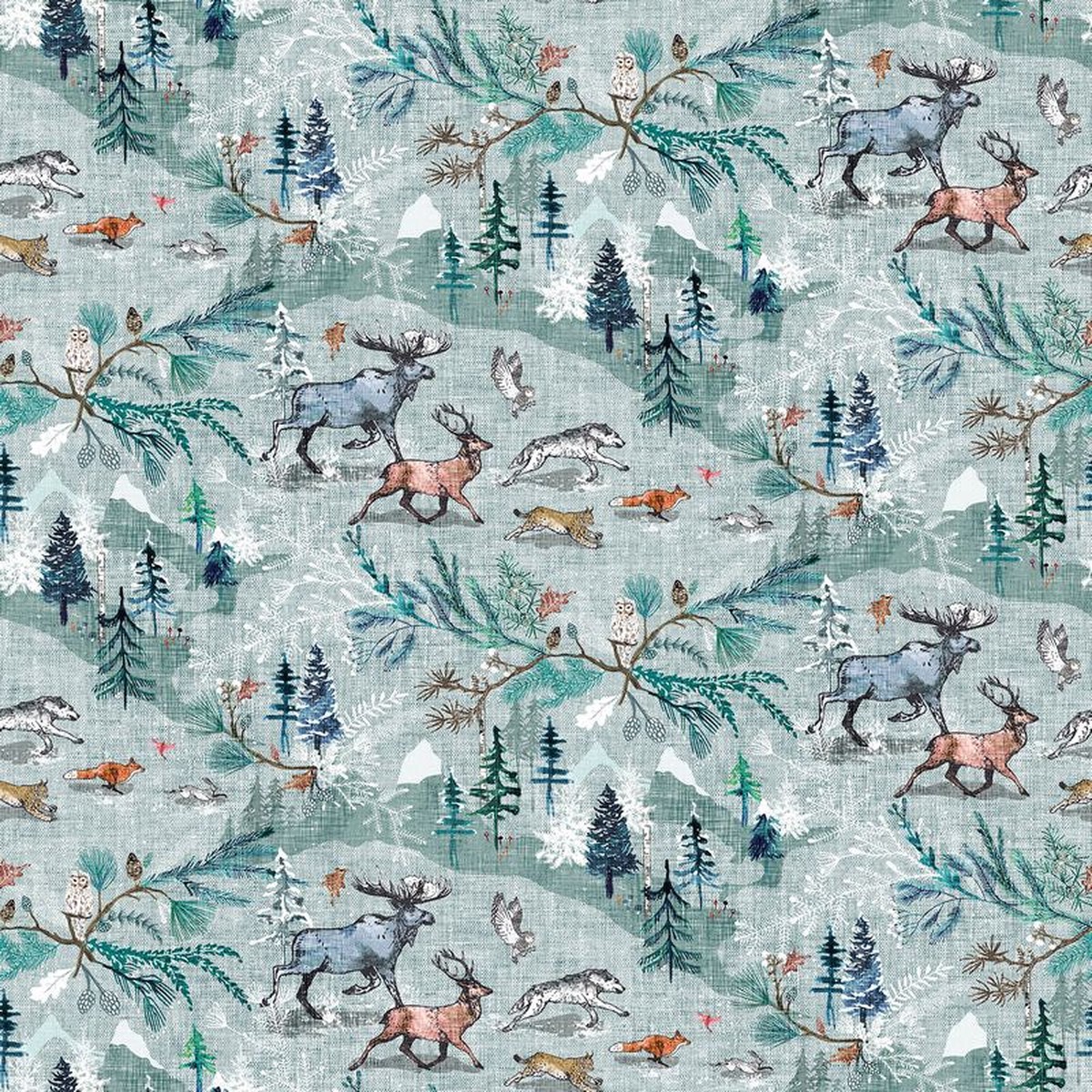 Snowdrift - Snow Scene in Mint - Esther Fallon Lou - FIGO (Northcott) (Pre-order: Sept 2026)