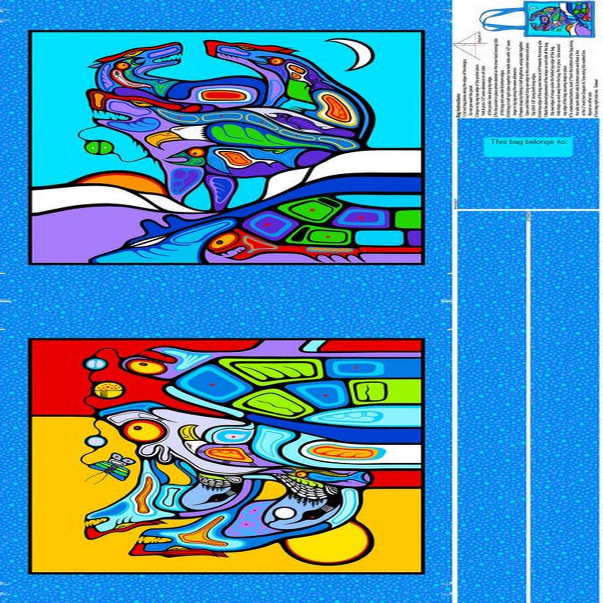 The Four Seasons - Tote CANVAS Panel in Turquoise- Mark Anthony Jacobson - Northcott (Pre-order: Nov 2026)